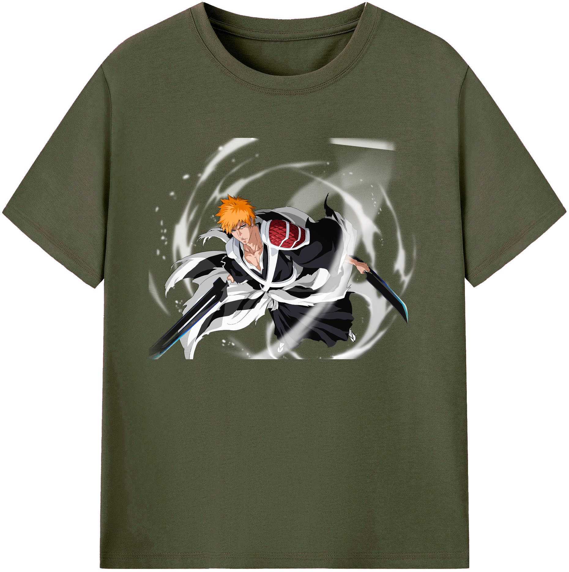 （画像用） ブリーチ 黒崎一護（くろさき いちご）BLEACH Kurosaki Ichigo 綿100％ メンズ半袖Tシャツ｜肌触りやわらか＆通気性